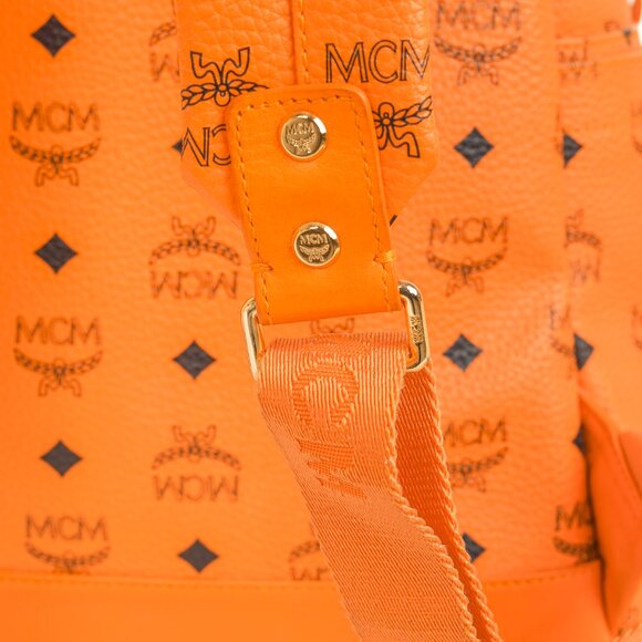 MCM Stark Metal Studs Orange Monogram Backpack - Picture 8 of 15
